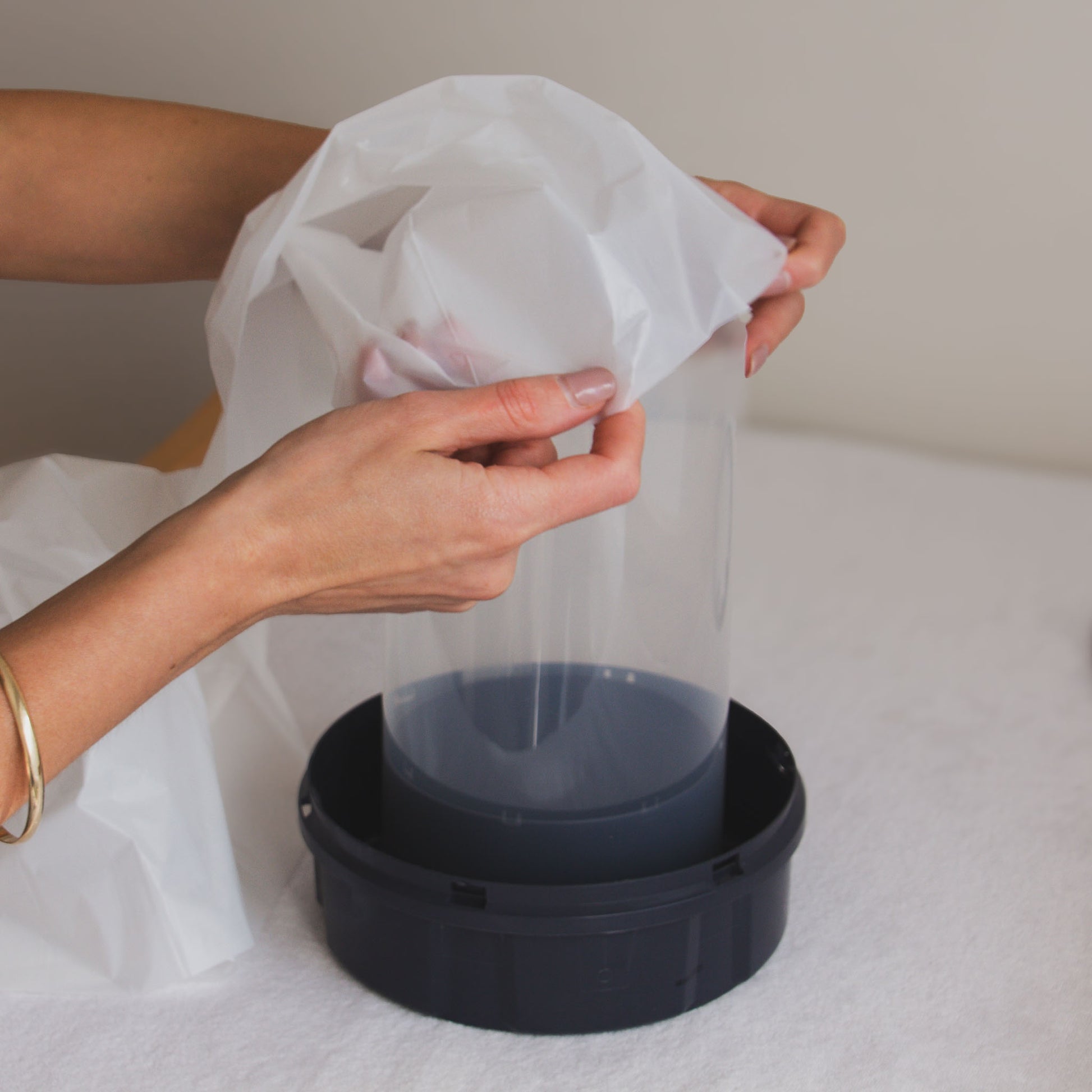Bagaroo refill roll for Tommee Tippee Sangenic bins, side view of cardboard packaging